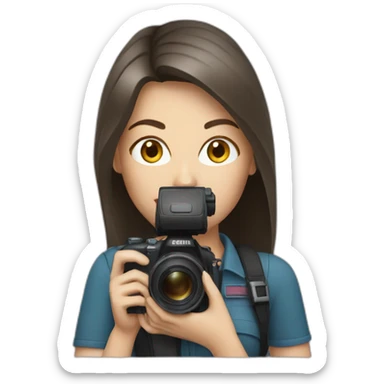 white brunette woman photographer sticker