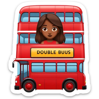  Girl on a double-decker red bus sticker