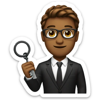 brown skin realtor with hair handing a black key sticker