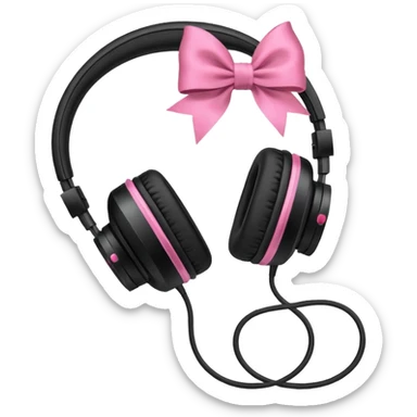 headphones with bow on the right side  sticker