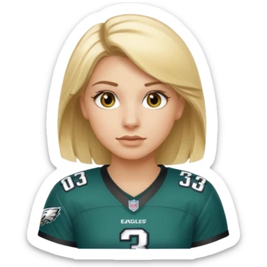 blonde female hazel eyes football player wearing eagles jersey number 33 sticker