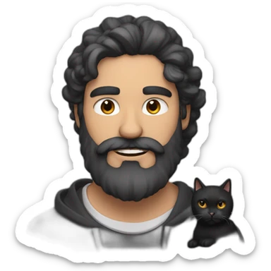 Latin Bearded man with a black and white cat  sticker