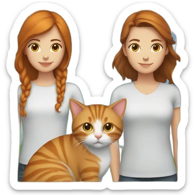 girl with brown hair and with a ginger cat sticker
