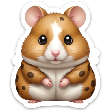 Cinematic Noble Brown and White Banded Hamster Portrait Emoji, Poised and regal, with a tiny, compact build and a uniquely patterned coat of warm brown and crisp white bands, deep-set soulful dark eyes, Simplified yet sharp and sophisticated features, highly detailed, glowing with a soft, dignified glow, high shine, intelligent and charming, stylized with an air of distinctive elegance, focused and attentive, soft glowing outline, capturing the essence of a watchful and confident rodent, so majestic it feels as though it could scurry out of the screen with effortless authority! sticker
