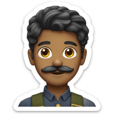 sri lankan boy with a mustache sticker