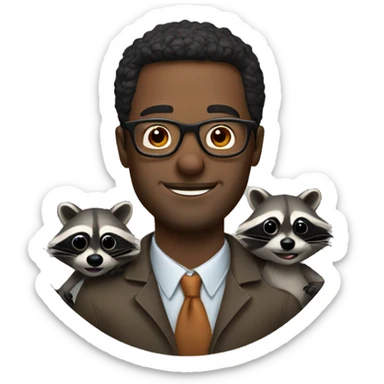 Man with glasses with raccoon sticker