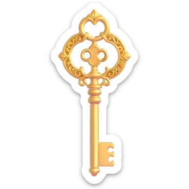 ornate golden key, luxury and exclusivity, elegant details sticker