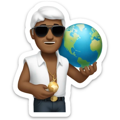 Tony Montana sunglasses holding the globe sticker