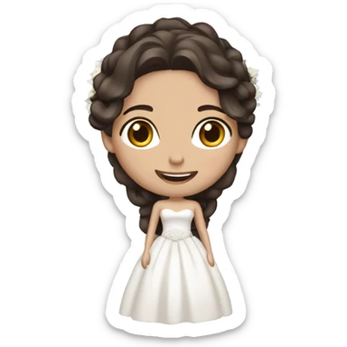 A bride with fair skin and dark brown hair  sticker