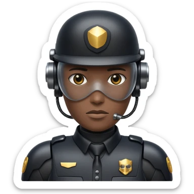 black half robot cop sticker