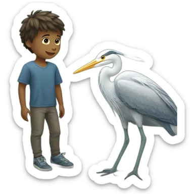A boy and a heron sticker