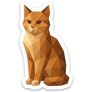 illustration of a cat made of geometric shapes in polygonal style sticker