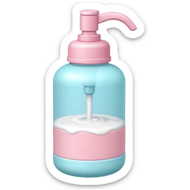 cute toy foam pump bottle object icon, pastel colors, rounded plastic bottle, thick foam on top, 3D cartoon, mobile game icon style, clean background, no text, no watermark sticker
