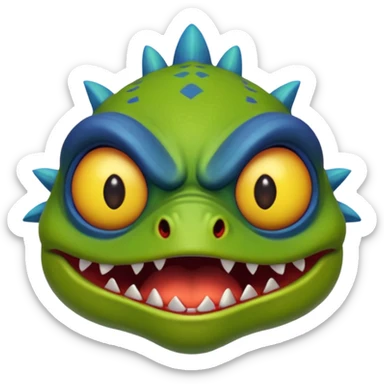 angry murloc, frowning, sharp teeth sticker