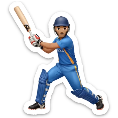 Right handed cricketer playing a cover drive shot with a cricket bat sticker