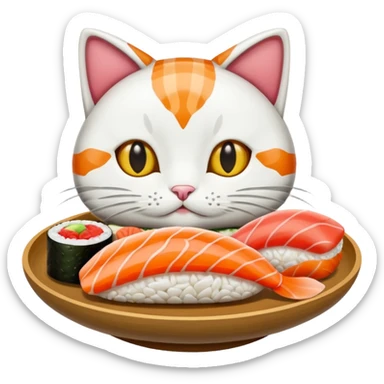 A entire cat body and all and sushi sticker