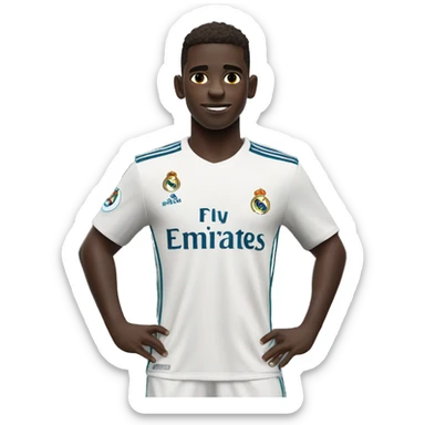 Vinicius Junior in real madrid shirt, torso up sticker