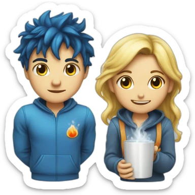 Hot blue fire boy and hot water girl sticker