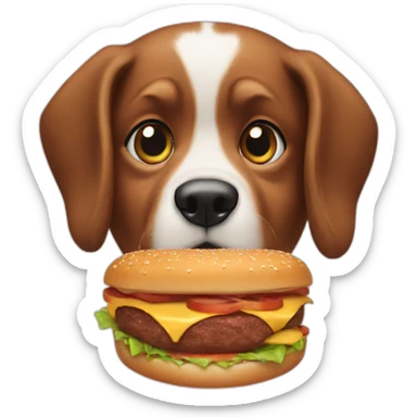 a dog eat a burger sticker