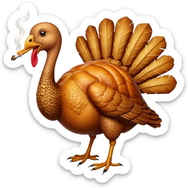 a headless turkey smoking a cigarette sticker