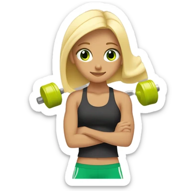 girl working out green eye blonde hair lifting weights sticker