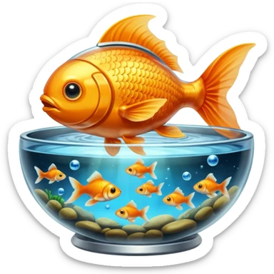 Alien spaceship beaming up a goldfish  sticker