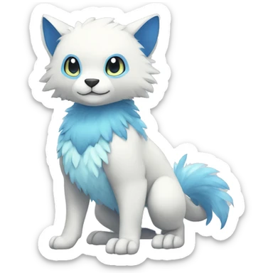 Cute cool white blue animal hybrid Fakemon full body sticker