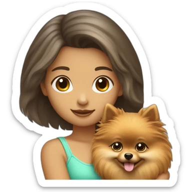 highlighted-hair-girl-petting-pomeranian sticker