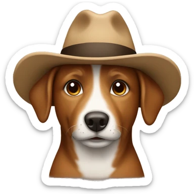 Dog with brown hat sticker