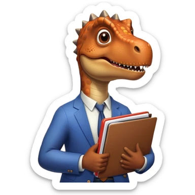 office dinosaur holding folders sticker