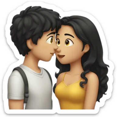 Girl kissing boy with dark hair sticker