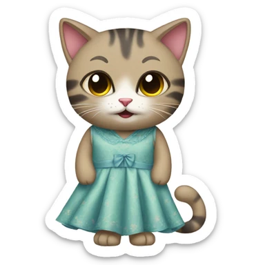 a cat wearing a dress sticker
