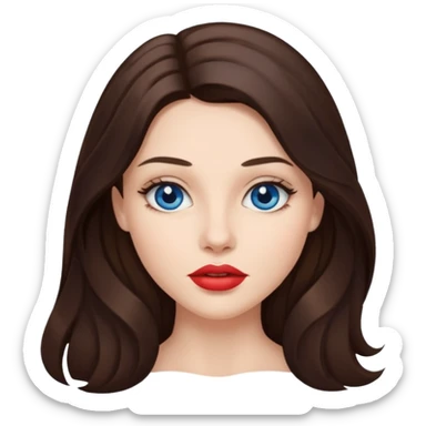 Woman with fair skin long brunette hair dark blue eyes and full lips sticker