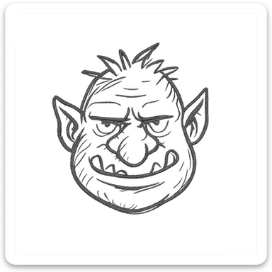 troll kafa, icon style, monochrome, geometric shapes, clean design sticker