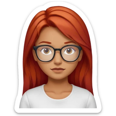 Crespa peli roja tono fuerte , trigueña , con lentes y top blanco pelo largo  sticker