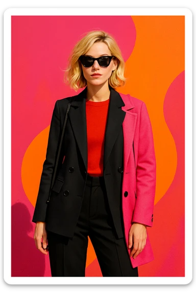 a lady with blond hair, distinct style 1 sticker