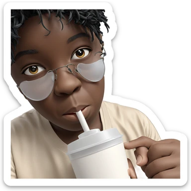 boy with cup and straw sticker