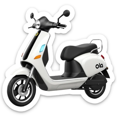 Make a emoji of a electric scooter white and black colour named ola sticker