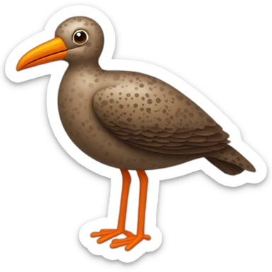 brown speckled sea bird with long orange beak and long legs sticker