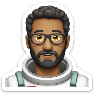 astronaut black-beard caucasian-man white-glasses sticker