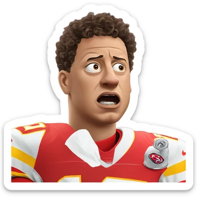 Patrick Mahomes crying to a referee  sticker