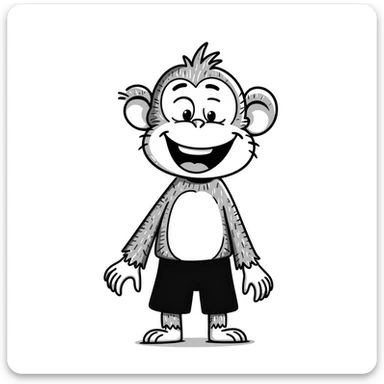 laughing monkey hand drawn doodle style sticker