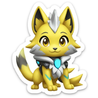 Kawaii Cool Chibi Zeraora-Renamon-Pokémon Full Body Detailed High Quality sticker
