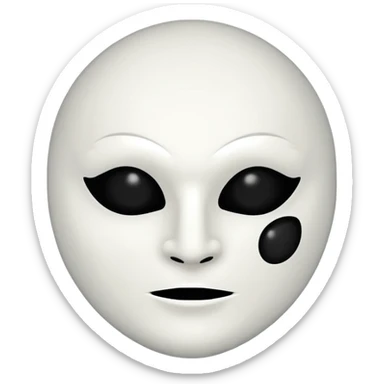 blank white no-mouth-hole masculine mask moon crescent with black hole  on forehead  sticker