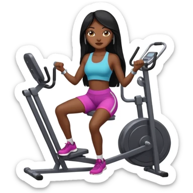 Long black hair desi girl with gym equipment sticker