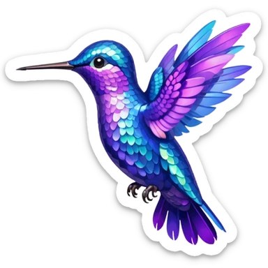 hummingbird with blue and purple with glitter sticker