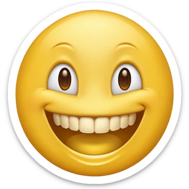 simple yellow emoji character with a big smile and shining gold teeth sticker