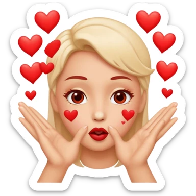 face with both hands blowing kisses, hearts flying everywhere sticker