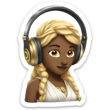 Athena goddess image with headphones  sticker