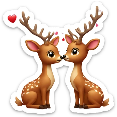 two deers kissing with hearts and bows sticker
